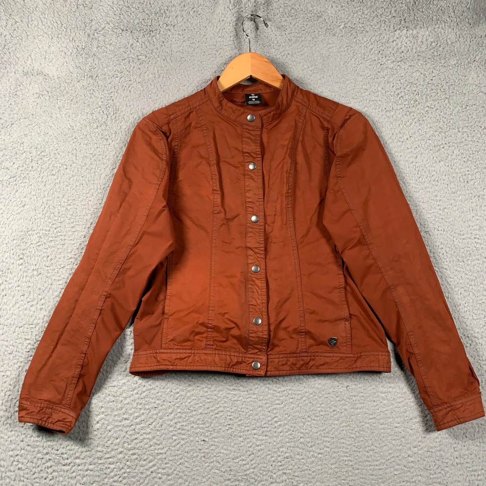 Kuhl Luna Moto Jacket Womens Medium M Rust Orange Outdoor Lightweight Snap Front